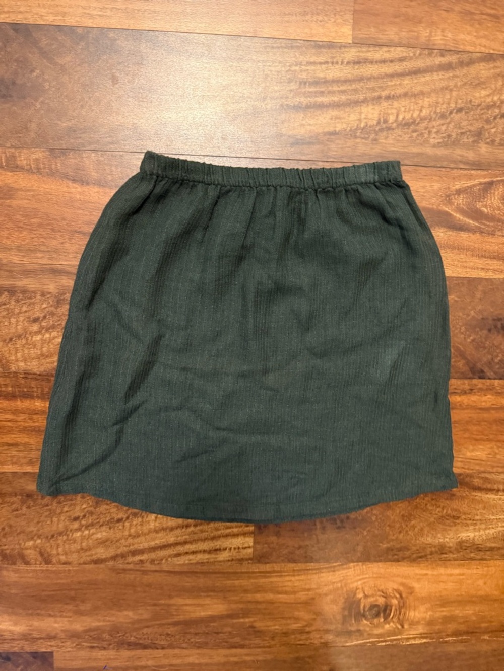 Eileen Fisher Vintage Forest Green Ribbed Pull-On Mini Skirt